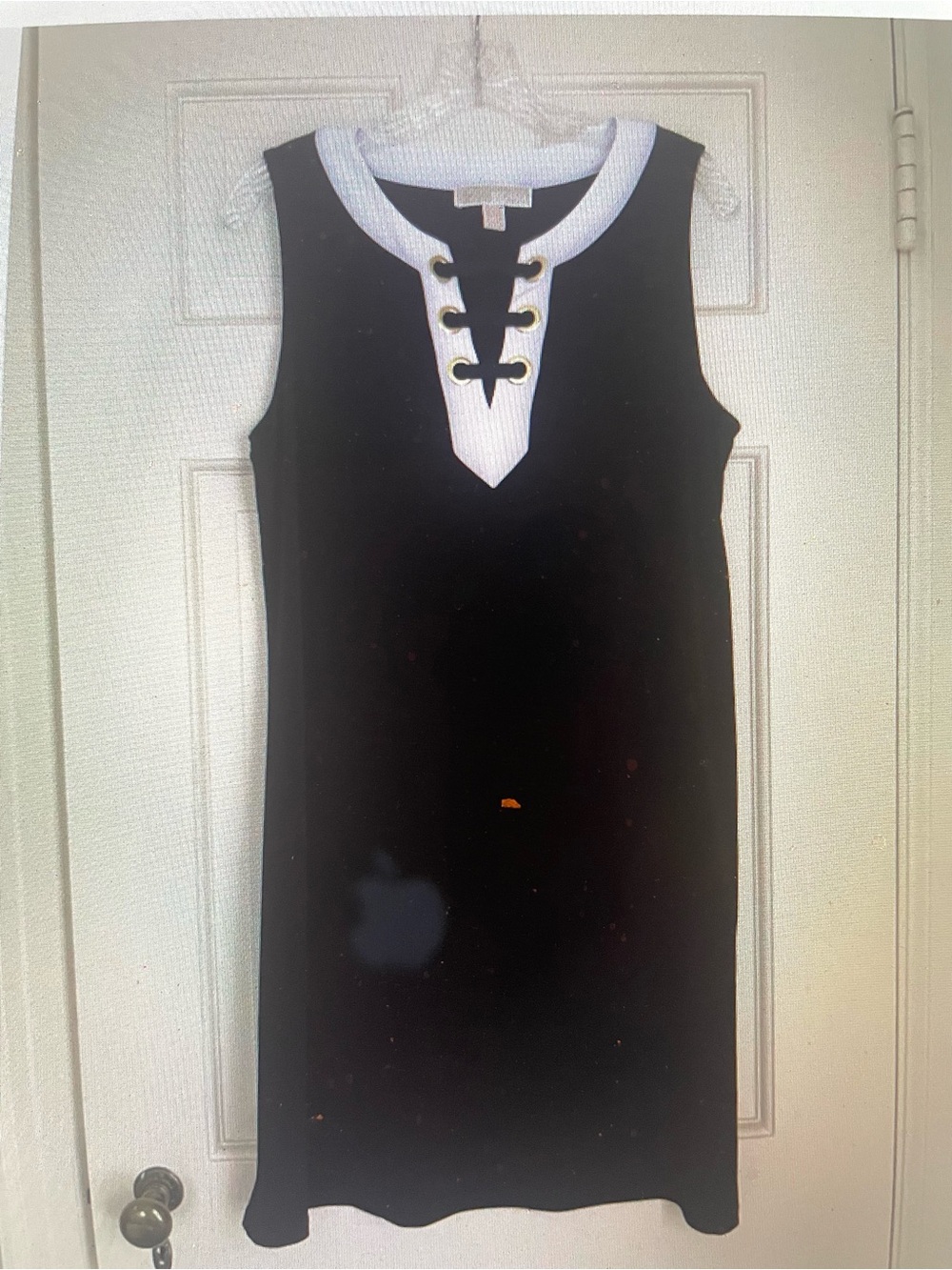Michael Kors Black Sleeveless Midi Dress with White Trim